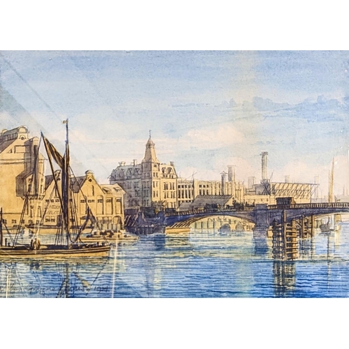 145 - Allan Gwynne-Jones (1892-1982) Watercolour of south bank Battersea Bridge, London, and The London St... 