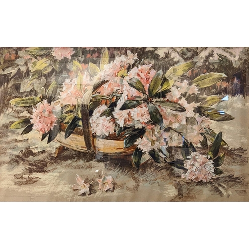 154 - Dorothy Parsons (1915-2010). Pastel of a flower basket signed to bottom left. 84 x 59cm