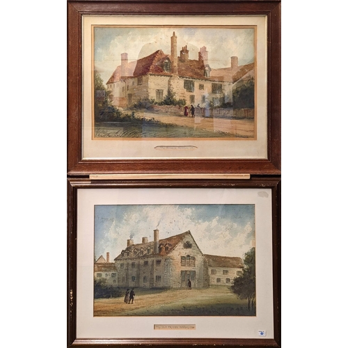 155 - Paul Braddon (1864–1937) Bristish. 2 Watercolours entitled 'The Biggin, Hitchin 1790' and 'The Old P... 