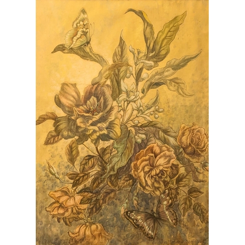 156 - Berkeley Sutcliffe. British 1918 - 1979. Watercolour of a Floral still life with Butterfly. Signed t... 