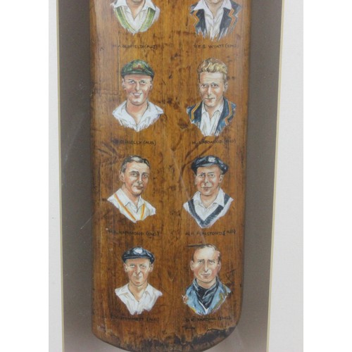 24 - Hand Painted Australia v England 1932-33 Bodyline Series Bat An artist painted cricket bat commemora... 