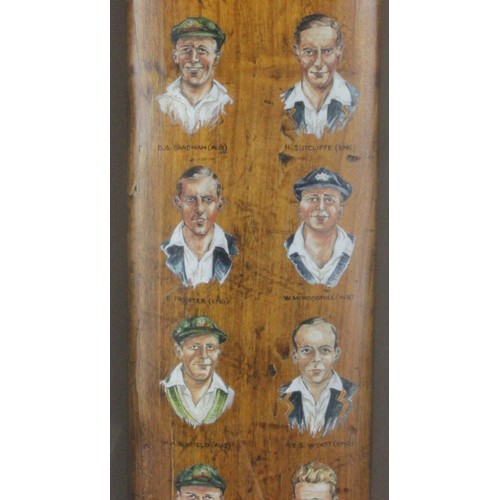 24 - Hand Painted Australia v England 1932-33 Bodyline Series Bat An artist painted cricket bat commemora... 