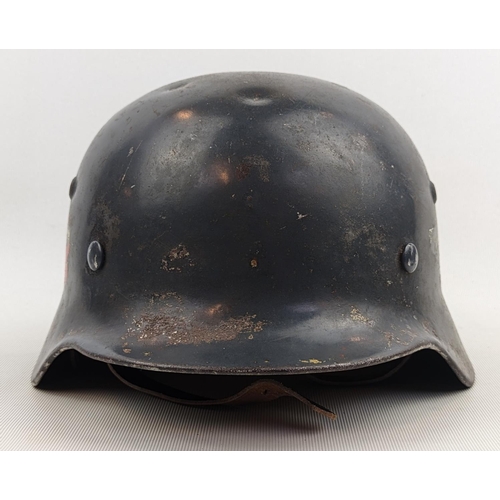 180 - WW2 German Luftwaffe M42 Helmet & Liner marked 55 to interior - rubbing to Decals