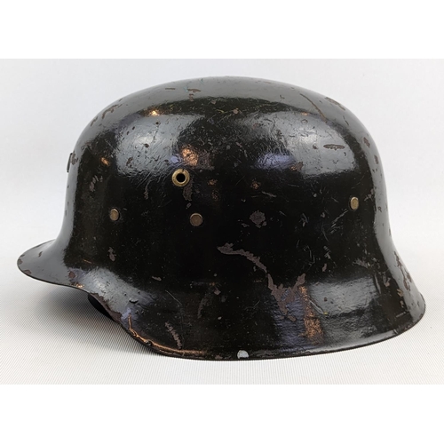 181 - WW2 German Third Reich Helmet in Khaki with Leather liner and chin strap