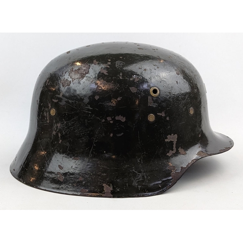 181 - WW2 German Third Reich Helmet in Khaki with Leather liner and chin strap