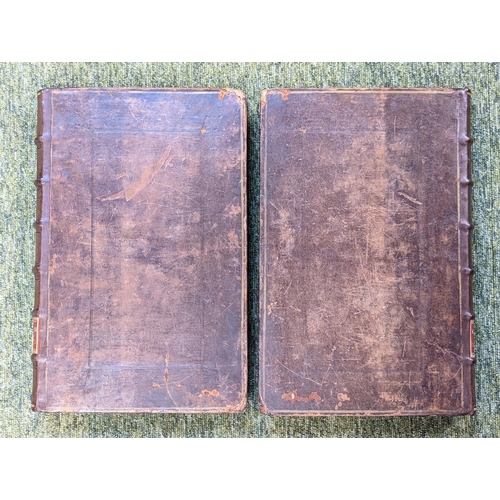 207 - Camden's Britannia 1722 2 Volumes in Leather tooled bindings written in Latin by William Camden and ... 