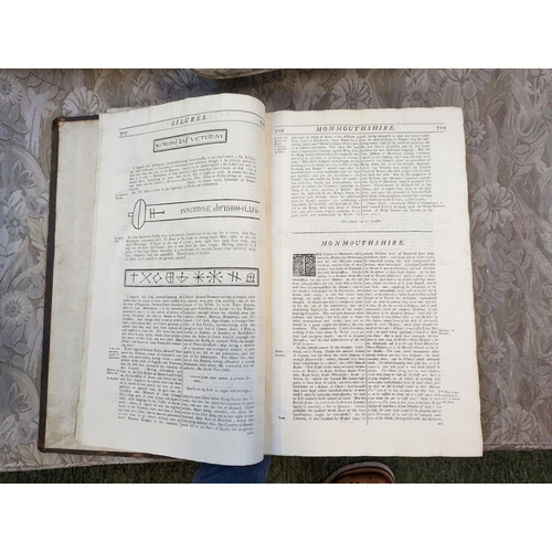 207 - Camden's Britannia 1722 2 Volumes in Leather tooled bindings written in Latin by William Camden and ... 