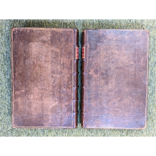 207 - Camden's Britannia 1722 2 Volumes in Leather tooled bindings written in Latin by William Camden and ... 