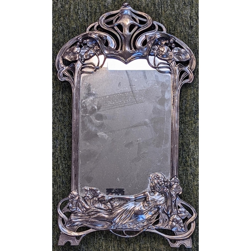 208 - Reproduction Art Nouveau W.M.F. pewter easel mirror by after A.K. & Cie. 51cm in Height