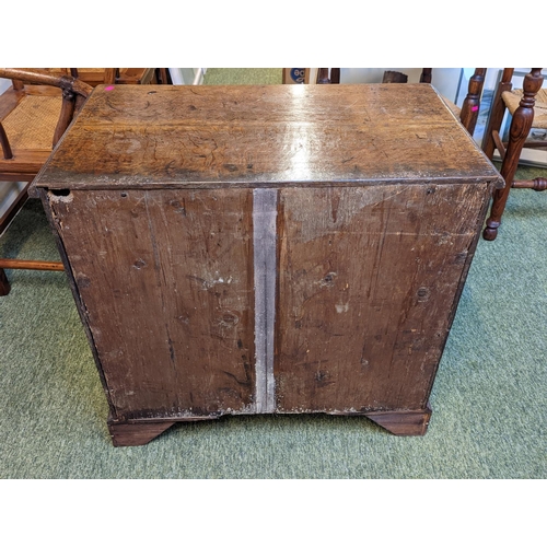 212 - Georgian Oak chest of drawers 2 over 3 on bracket feet with brass drop handles. 81cm wide by 48cm de... 