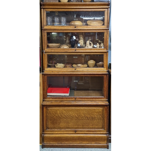 217 - The Globe Wernicke Co Limited of London 5 Stack Oak Barristers bookcase with coppered fittings. 188c... 