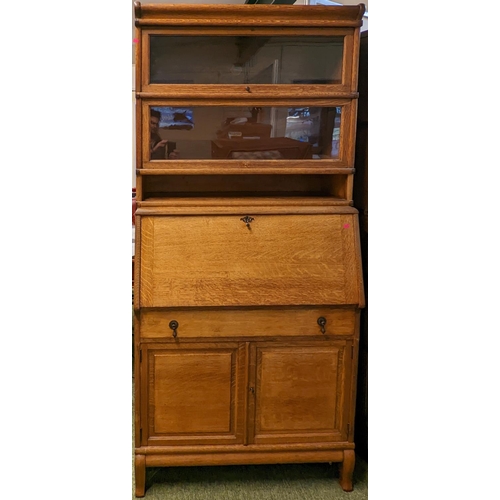 220 - The Globe Wernicke Co Limited of London Bureau Barristers bookcase with coppered fittings, drawer to... 