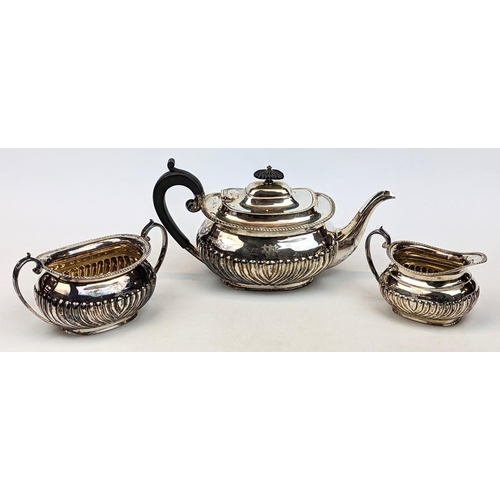 230 - Early 20thC 3 Piece Silver Tea Set Monogrammed T J By Harrison Brothers & Howson (George Howson) She... 