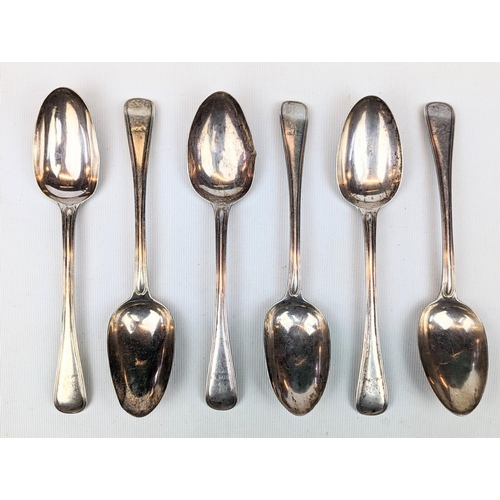 234 - Set of 6 19thC Silver thread lined tablespoons with cartouche engraving by Chawner & Co (George Will... 