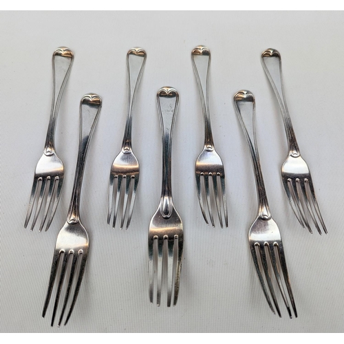 236 - Set of Six Silver dinner forks by William Eley I & William Fearn London 1821 & another Silver Fork. ... 