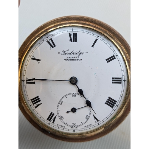 268 - 'Tenbridge' Hallett Washington gold plated pocket watch 50mm in Diameter