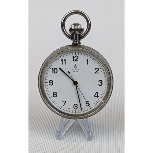 269 - Longines 9834 Military pocket watch, Swiss Made, 16 Jewels, 5759834. In a working condition. 52mm in... 