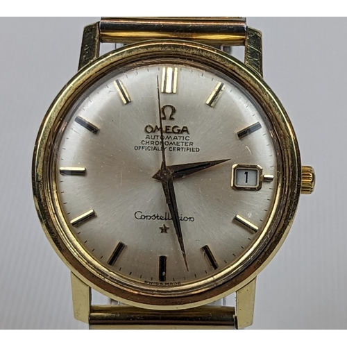 271 - Omega Automatic Chronometer Constellation 35mm on expanding bracelet with baton dial gold plated wor... 