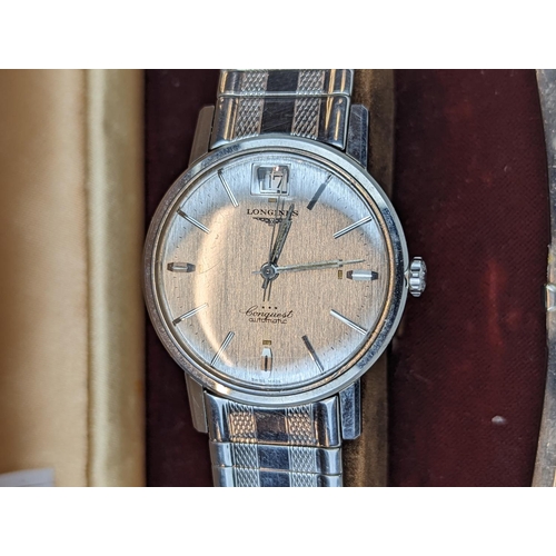 274 - Fantastic Condition Longines Conquest Automatic Swiss made 34mm case with matching presentation box