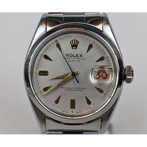 275 - Rolex Stainless Steel wristwatch Oyster Perpetual date Chronometer Swiss made 33mm case. Working con... 