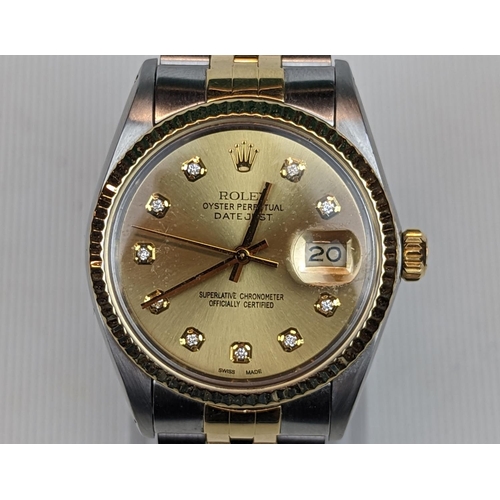 280 - Rolex Oyster Perpetual Date Just Bimetal Chronometer with Diamond set numeral markers. 34mm case wit... 