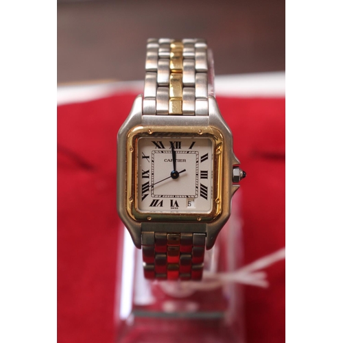 287 - Cartier Panthere 110000R Gold & Steel ladies quartz wristwatch with paperwork and pouch