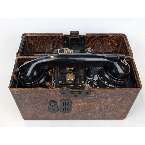 191A - German WW2 Field Telephone, Bakelite case in good condition dated 1943, other parts with wartime dat... 