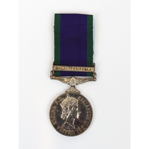 191B - GSM Rarer Malay peninsula clasp named to L4254410 Sgt A F Thomson RAF mounted as worn