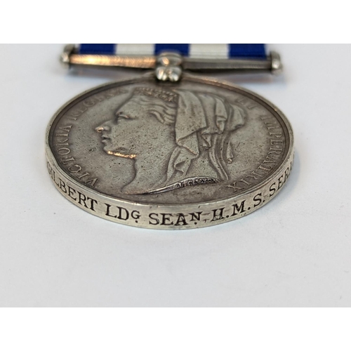 191C - Victorian Egypt medal no date named M Gilbert LDG SEAMAN HMS Serapis a Nile troopship naming clear b... 