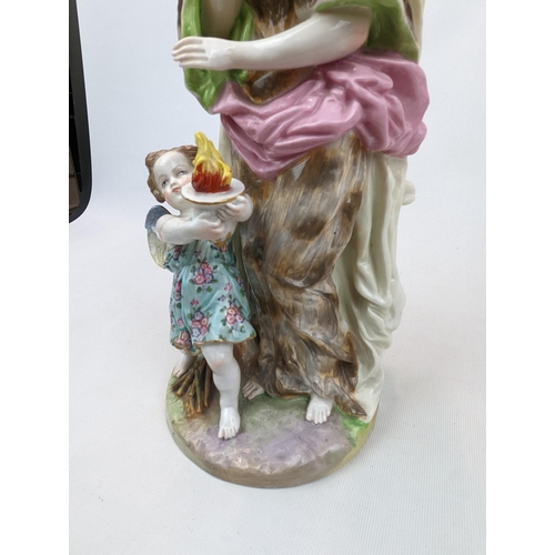 198 - Set of 4 German Large Figurines of the Four Seasons with Meissen mark. 31cm in Height