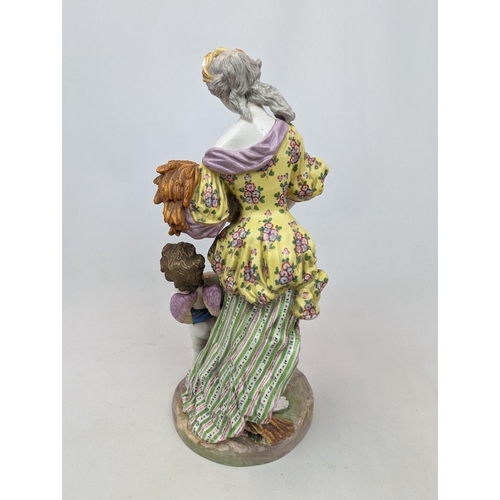 198 - Set of 4 German Large Figurines of the Four Seasons with Meissen mark. 31cm in Height