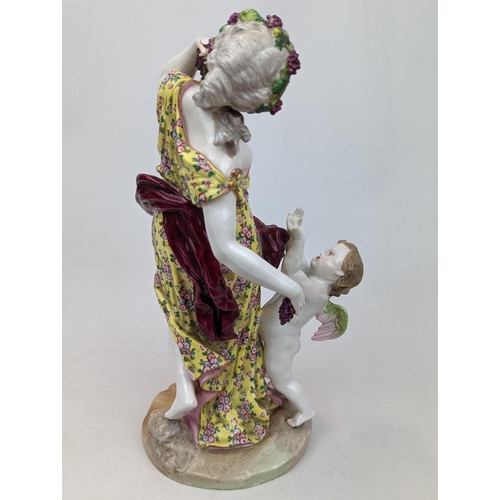 198 - Set of 4 German Large Figurines of the Four Seasons with Meissen mark. 31cm in Height