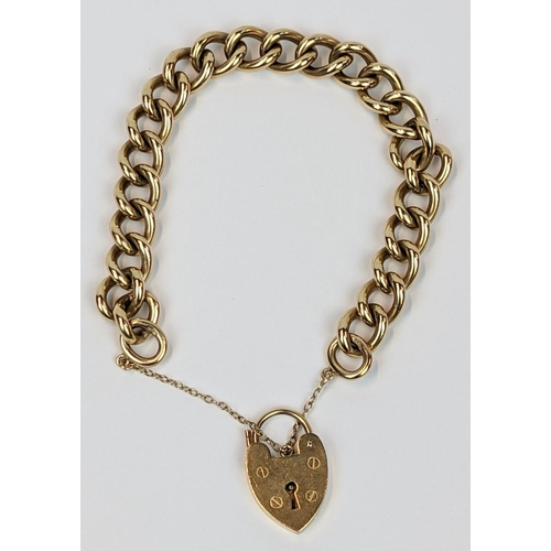 239 - Heavy Ladies 9ct Gold Chain Link bracelet with padlock 43g total weight