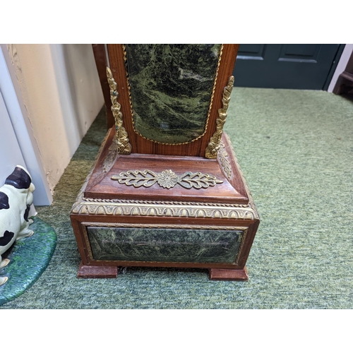 290 - A Louis XV style French inlaid mahogany and Marble torchere on bracket feet and a matched Ormolu bra... 