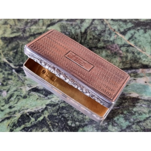 240i - 19thC Silver hinged Snuff box with gilded interior by Thomas Shaw Birmingham 1835 with brightly cut ... 