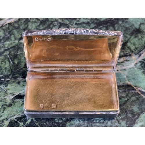 240i - 19thC Silver hinged Snuff box with gilded interior by Thomas Shaw Birmingham 1835 with brightly cut ... 