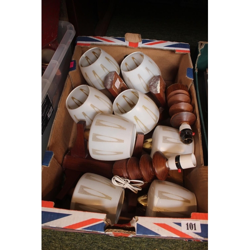 232 - Box of assorted Retro Table and wall lights with shades