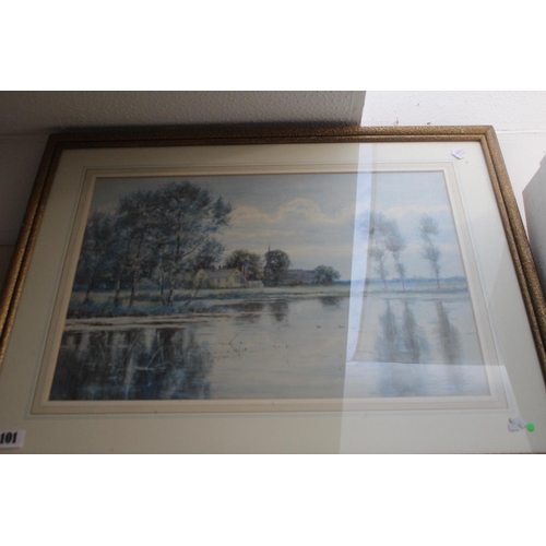 101 - Large Framed Robert Winter Fraser signed watercolour of the Old Rectory Wyton framed and mounted