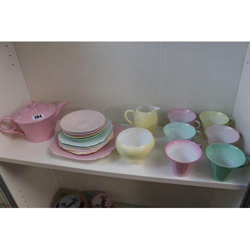 104 - Shelley Art Deco Pastel Tea Set for 6