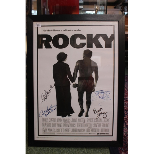 13 - Rocky hand signed later lithographic printed film poster. Signed by Carl Weathers, Burt Young, Talia... 