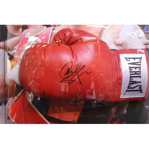 14 - Carl Froch signed Everlast glove in bubble presentation case. 51 x 61cm total size