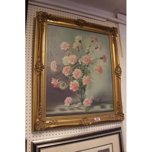 182 - Victor Hernandez, 20th Century oil on canvas, still life vase of flowers, signed to bottom right 73 ... 