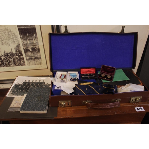 183 - Collection of Masonic regalia and medallions and related items