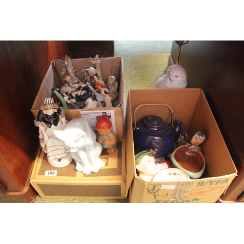 198 - Collection of assorted ceramics and bygones inc. Studio Pottery, Owl Lamp Base etc