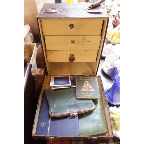 199 - The Crimony Company Leather travelling chest and assorted Ephemera