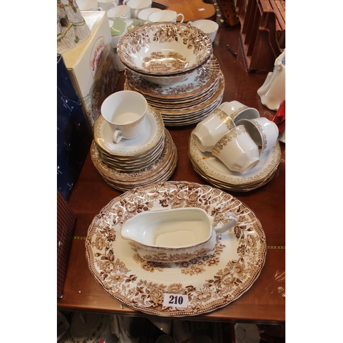 210 - Myott Tonquin pattern part dinner service and a Bavarian gilded set of tea cups and saucers