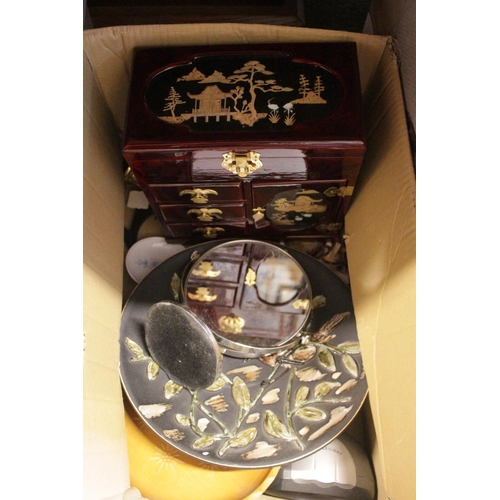 224 - Lacquered Jewellery box and assorted Bygones