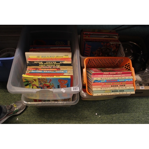 227 - 5 Boxes of assorted Beano, Dandy and other annuals