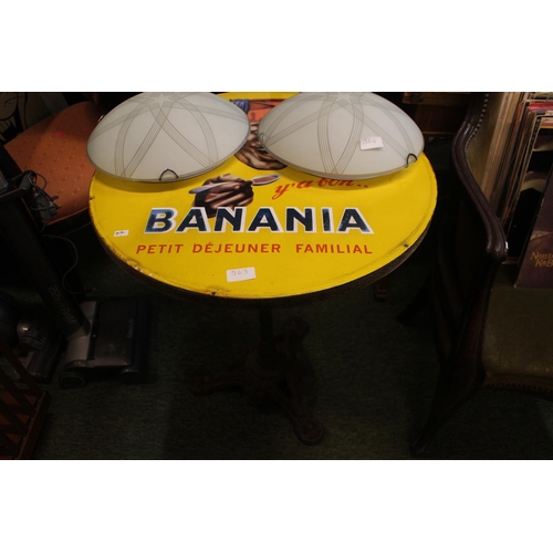 563 - Vintage Banania Advertising table on cast metal base