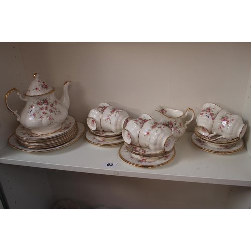 63 - Paragon Victorian Rose pattern Tea service with gilded detail